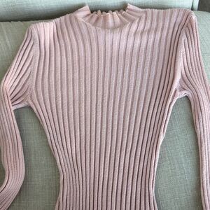Pink Ribbed Knit Sweater